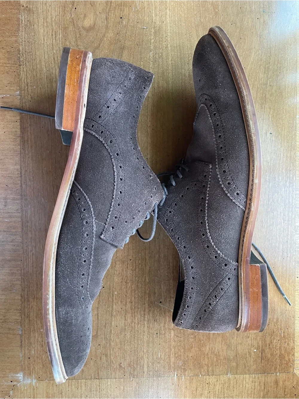 Banana Republic Men's Brown Suede Brogue Wingtip Oxfords Size 13